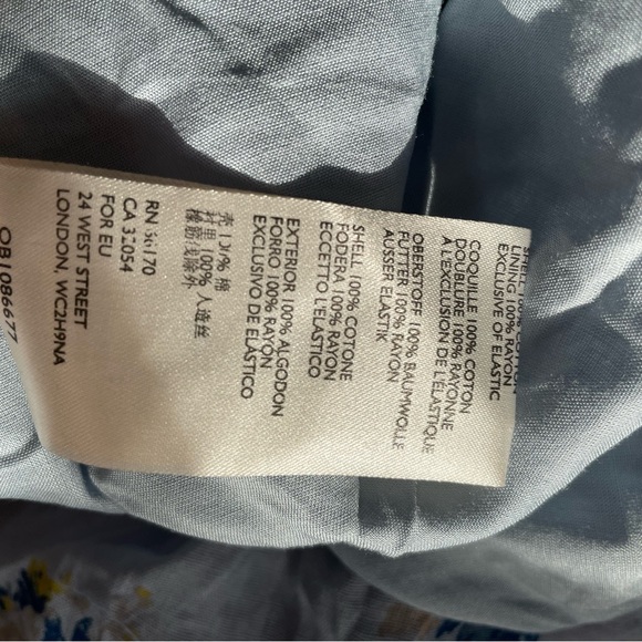 Free People Sea Glass Floral Puff Sleeve Midi Dress Blue Combo Sz 4 (S/M) - Picture 10 of 10